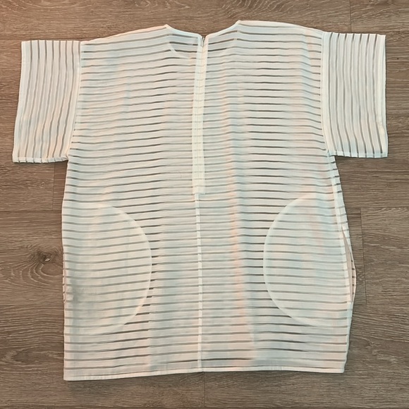 Zimmermann beautifully- detailed white tunic top with sheer stripes and pockets - Picture 6 of 7